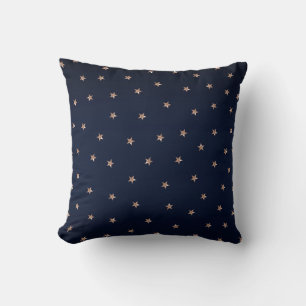 Donkerblauw & Roze Goud Roze Glitterige Sterren St Kussen