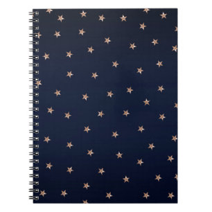 Donkerblauw & Roze Goud Roze Glitterige Sterren St Notitieboek