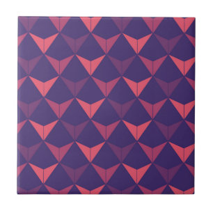 Donkerblauw Sinaasappel geometrisch driehoekpatroo Tegeltje