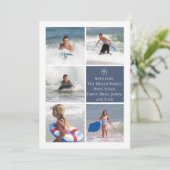 Donkerblauw Snowflake Double Sided Multi Photo Car Feestdagenkaart (Staand voorkant)