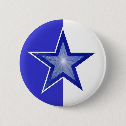 Donkerblauw Star-blauw wit Ronde Button 5,7 Cm (Voorkant)