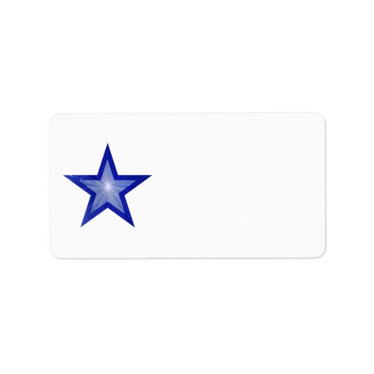 Donkerblauw Star-label medium wit, glad Etiket (Voorkant)