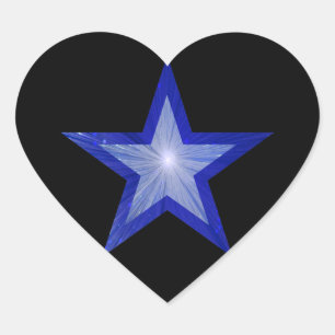 Donkerblauw Star-sticker zwart Hart Sticker
