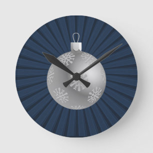 Donkerblauw Starburst Stripes Ornament wandklok Ronde Klok