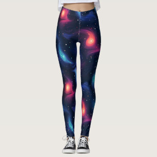 Donkerblauw sterrenstelsel patroon leggings