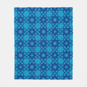 Donkerblauw Stervierkant Marokkaans Mozaïek Retro Fleece Deken