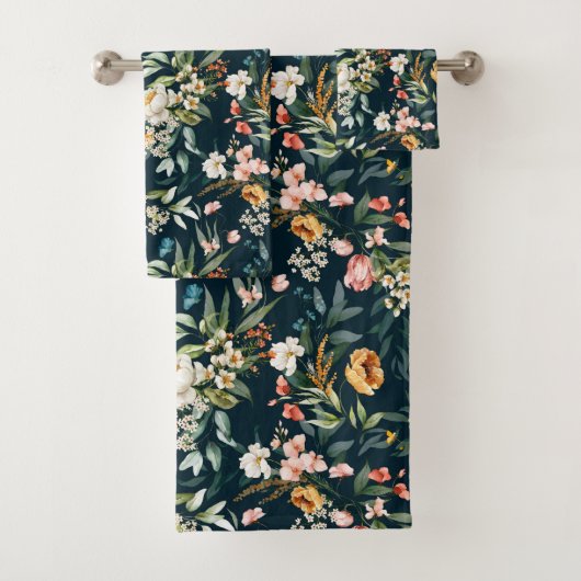 Donkerblauw stijlventilator bad handdoek (Insitu)