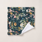 Donkerblauw stijlventilator bad handdoek (Wasdoekje)