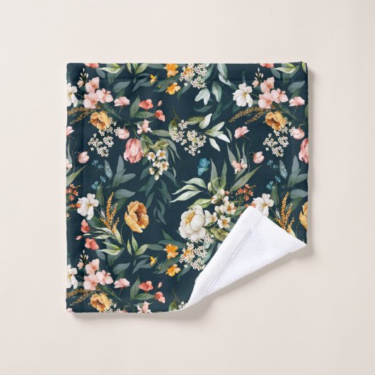 Donkerblauw stijlventilator bad handdoek (Wasdoekje)