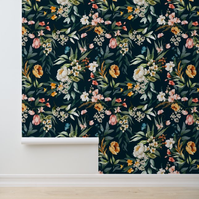 Donkerblauw  stijlventilator behang (Applicatie)