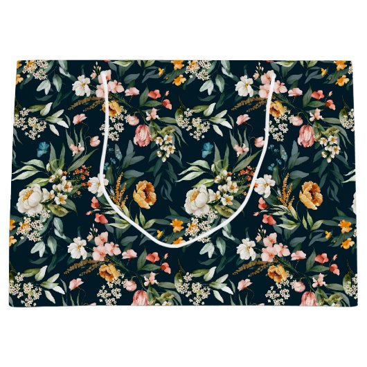 Donkerblauw  stijlventilator groot cadeauzakje (Voorkant)