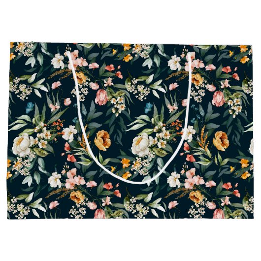 Donkerblauw  stijlventilator groot cadeauzakje (Achterkant)