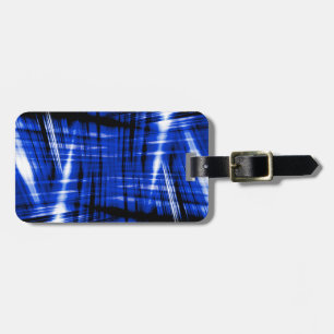 Donkerblauw stroompatroon bagagelabel