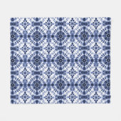 Donkerblauw stropdas kleurstofpatroon fleece deken (Voorkant (Horizontaal))