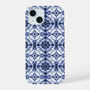 Donkerblauw stropdas kleurstofpatroon iPhone 15 hoesje