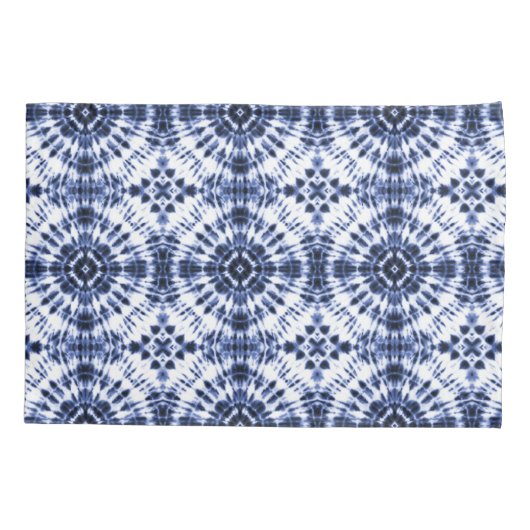 Donkerblauw stropdas kleurstofpatroon kussensloop (Achterkant-Links)