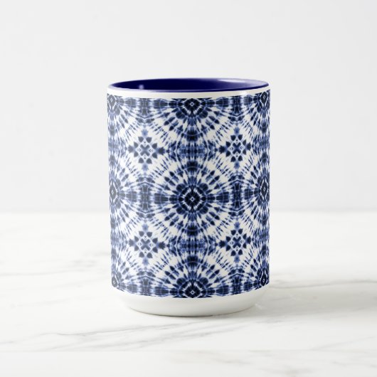 Donkerblauw stropdas kleurstofpatroon mok (Midden)