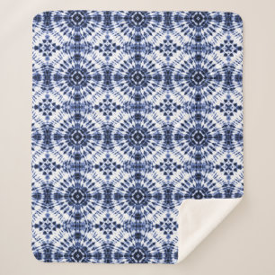 Donkerblauw stropdas kleurstofpatroon sherpa deken