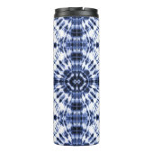 Donkerblauw stropdas kleurstofpatroon thermosbeker (Achterkant)