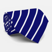 Donkerblauw Stropdas met witte strepen (Opgerold)