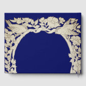 Donkerblauw Tan Bloemen Vogel Potlood Tekening Bru Gastenboek (Achterkant)