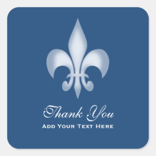 Donkerblauw Transparant Fleur de Lis Bedankt Vierkante Sticker