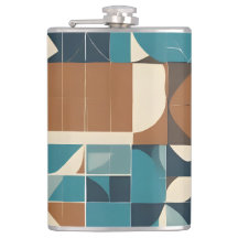 Donkerblauw, turquoise, bruin en taupe geometrisch
