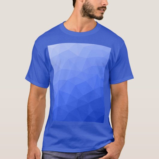 Donkerblauw verloop geometrisch maaspatroon t-shirt (Voorkant)