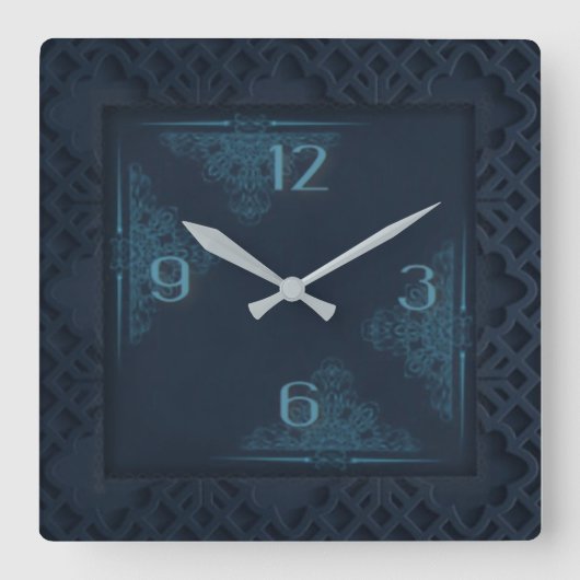 Donkerblauw Vierkante Klok (Voorkant)