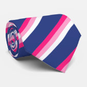 Donkerblauw, warm roze, witte diagonaal strepe Man Stropdas (Opgerold)