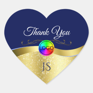 Donkerblauw Wavy Gold met Logo Monogram Dank U Hart Sticker