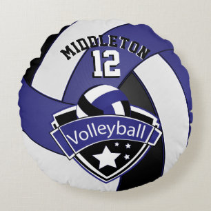 Donkerblauw, wit en zwart, Volleyball aanpassen Rond Kussen