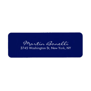 Donkerblauw Wit Minimalistisch Schrift Eenvoudig Etiket
