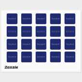 Donkerblauw Wit Minimalistisch Schrift Eenvoudig Vierkante Sticker (Vel)