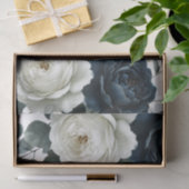 Donkerblauw & wit Modern Bloemengroen Huwelijk Tissuepapier (Geschenk)