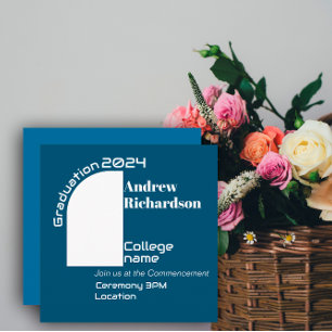 Donkerblauw wit typografie afstuderen Platte Kaart