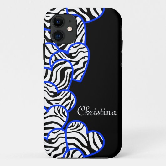 Donkerblauw zebra harten iPhone 5 Hoesje (Achterkant)