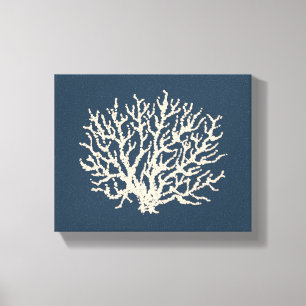 Donkerblauw Zee Koraal Wandkunst Canvas Afdruk