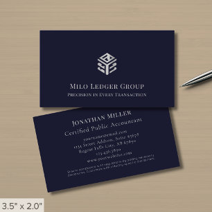 Donkerblauw Zilver Geometrische Logo Visitekaartje