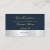 Donkerblauw zilver Roos ventilatorblauw elastisch Visitekaartje (Achterkant)