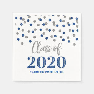 Donkerblauw Zilveren Confetti Klasse van 2020 Afst Servet