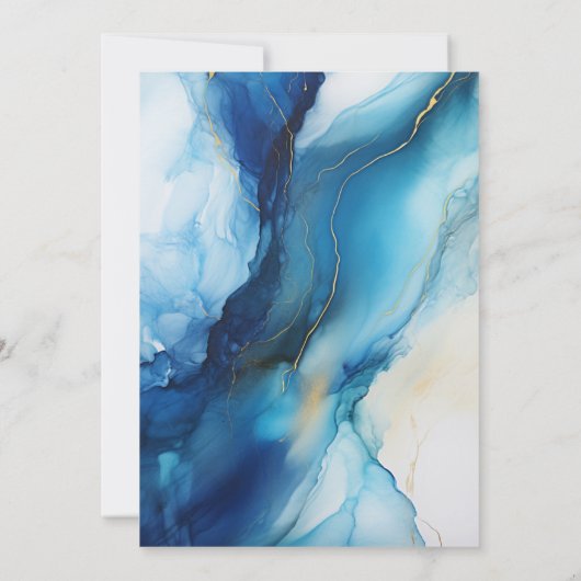 Donkerblauw, zilveren en witte inkt bruiloft kaart (Achterkant)