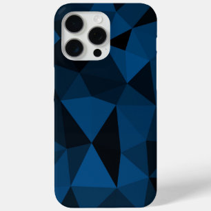 Donkerblauw zwart geometrisch maaspatroon iPhone 15 pro max hoesje