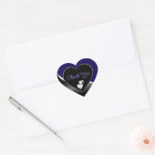 Donkerblauw Zwart met Harten Wavy Zilver Dank U Hart Sticker (Envelop)