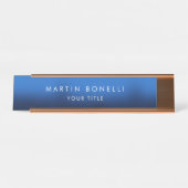 Donkerblauw Zwart Modern Minimalist Plain Bureau Naambordje (Voorkant)