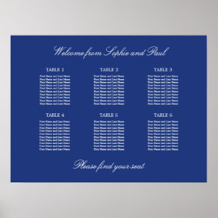 Donkerblauwe 6 Tafel Trouw Stoelen Plattegrond Pos Poster