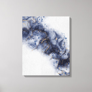 Donkerblauwe alcoholinkt canvas afdruk