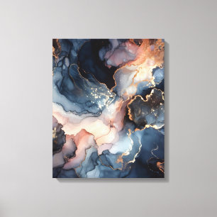 Donkerblauwe alcoholinkt canvas afdruk