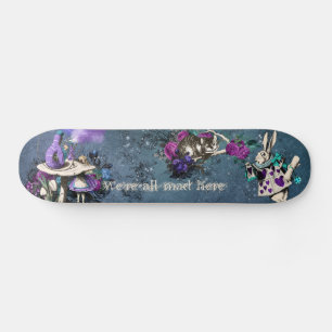  donkerblauwe Alice in Wonderland Illustratie Skateboard