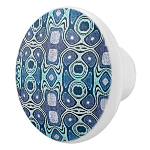 Donkerblauwe Aqua Turquoise Violet Etnische Tribe Keramische Knop